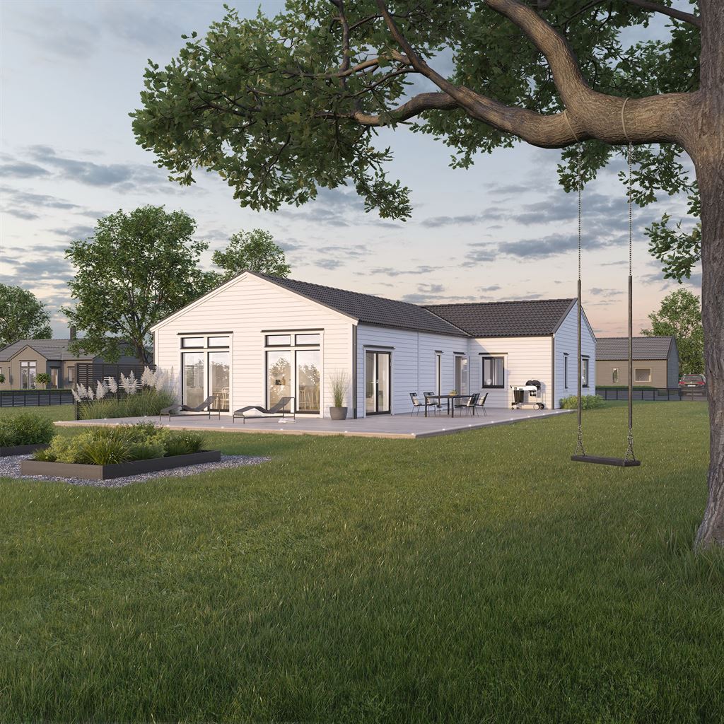 Vitt Villa Stenskär modern exteriör med detaljer i antracit