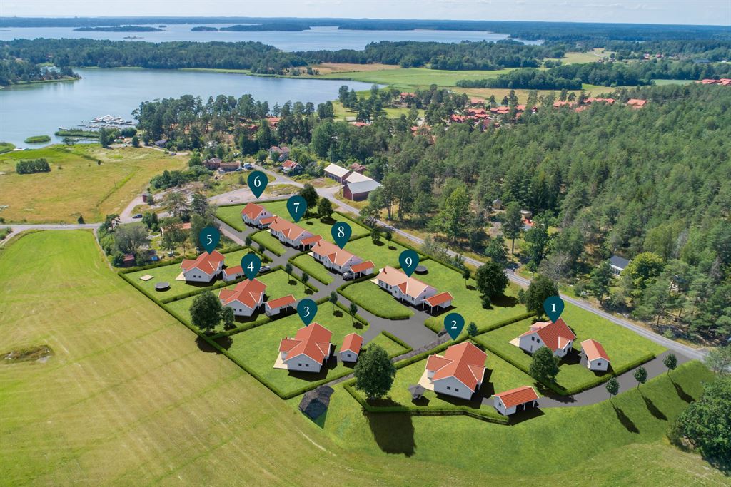 Flygfoto över det havsnära området Brannebol i Nyköping