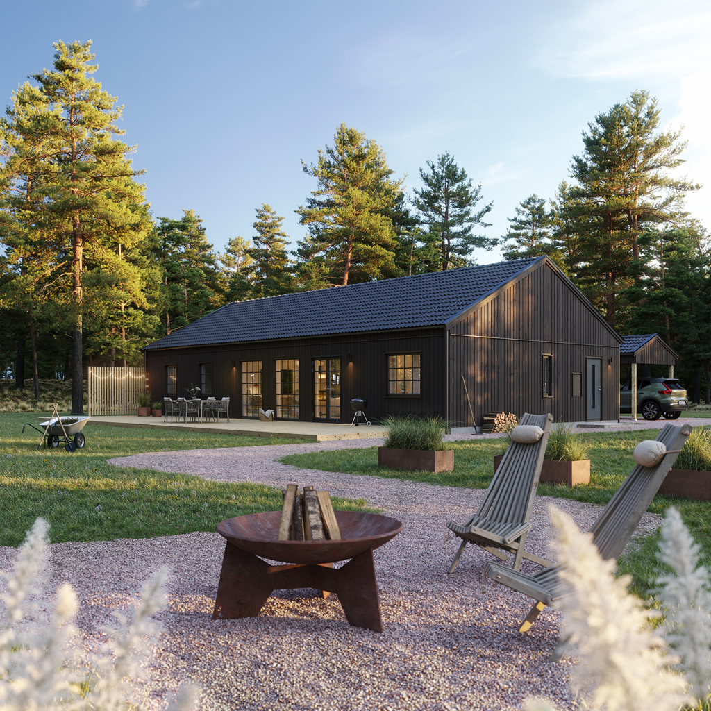 Mörkt Villa Lycke modern exteriör