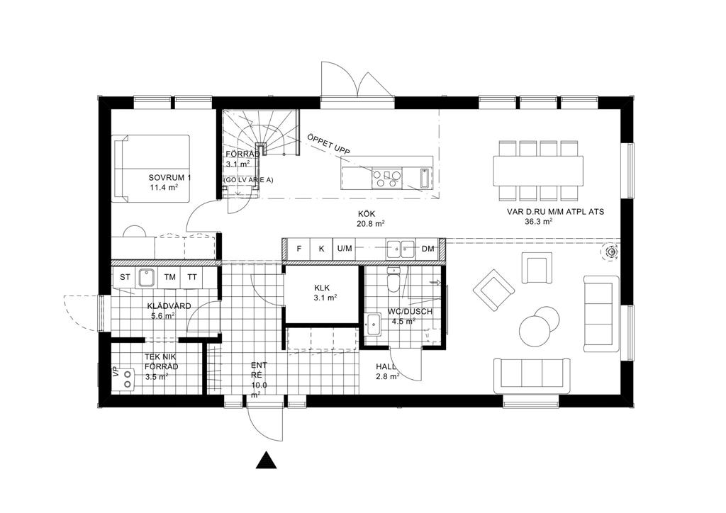 2D-planlösning på Villa Solberga entréplan